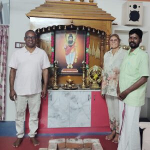 : Couple visiting Agathiyar Nadi Astrology Center after sacred homam ritual in Vaitheeswaran Koil