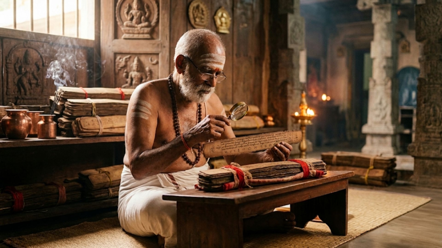 How Nadi Astrology works explained with thumb impression, palm leaf reading, life predictions, and remedies from Vaitheeswarankoil.