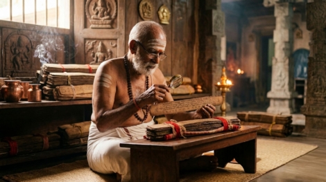 How Nadi Astrology works explained with thumb impression, palm leaf reading, life predictions, and remedies from Vaitheeswarankoil.